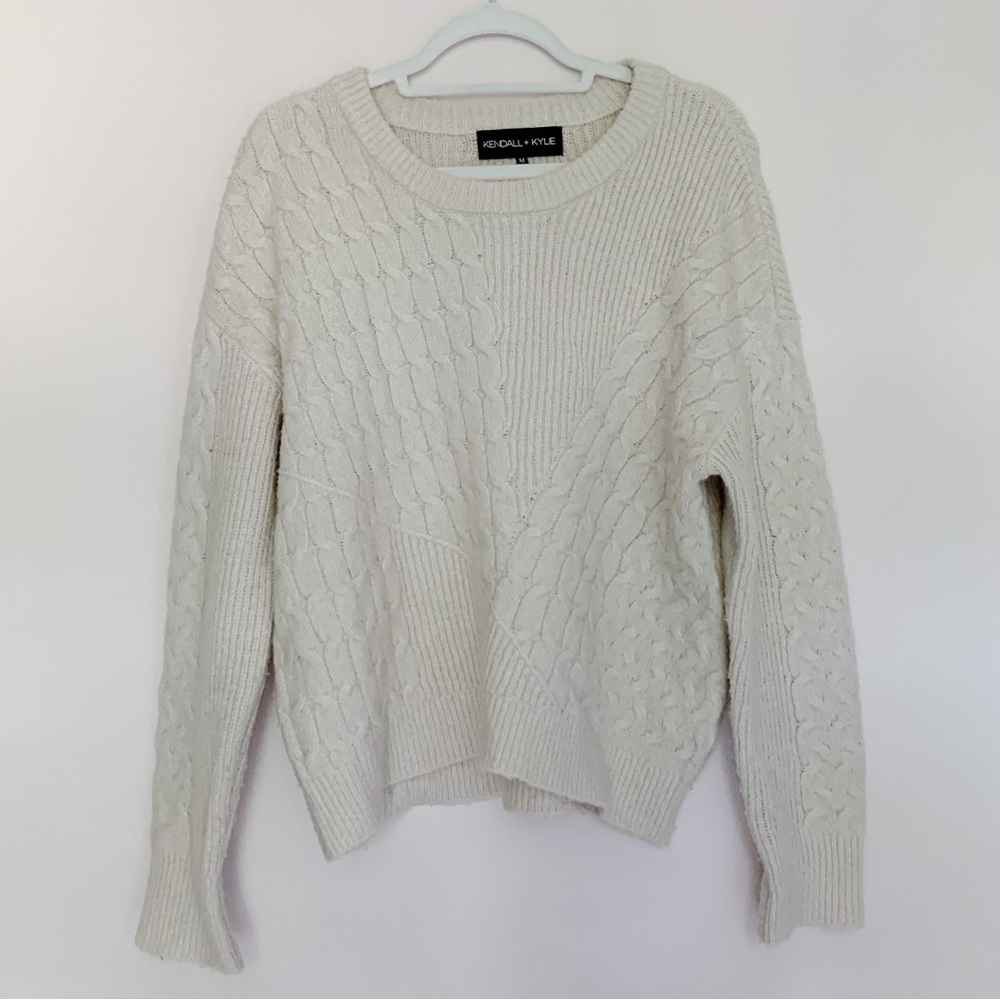 Kendall + Kylie Contrast Knit Pullover Sweater